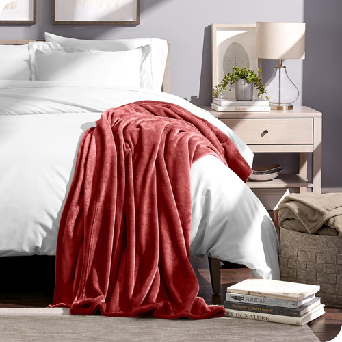 Frazada Manta Plush Flannel 240 X 190cm Térmica Ultra A Soft Bordó Liso