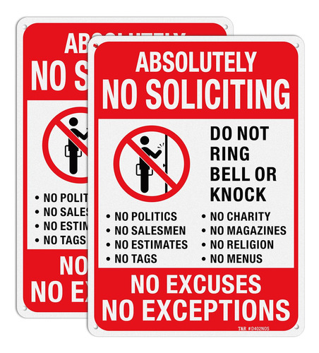 Absolutamente No Soliciting Ring Bell Excuse Exceptions Sign