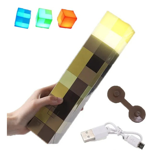 Lámpara Antorcha Minecraft Led  28cm  4 Colores 