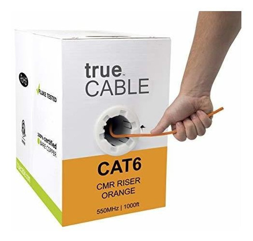 Cat6 Riser Cmr 1000ft 23awg Naranja 4 Par De Cables Eth...