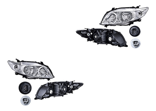 (2) Faros Delanteros S/motor S/reflejante Depo Corolla 09-10