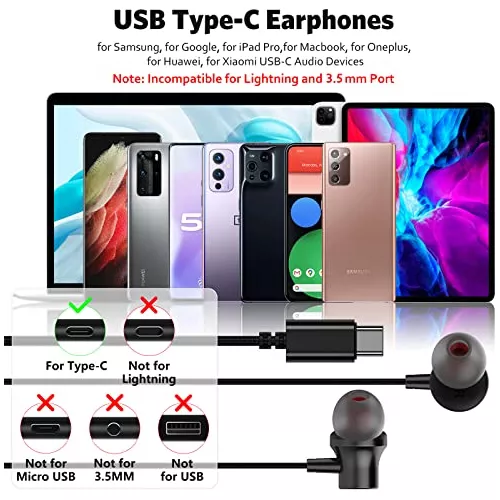 Venta Internacional - Auriculares Cooya Usb C, Auriculares Usb Tipo C  Auriculares Con Cable