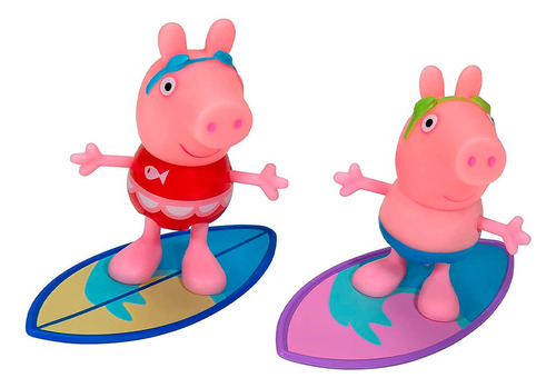 Peppa Pig Conjunto 5 Bonecos + Cenário Dia De Praia Sunny