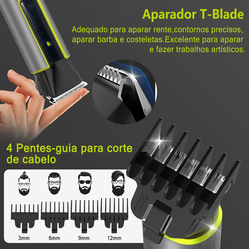 All-in® Barbeador Elétrico Aparador De Barba Cabelos 4 Em 1