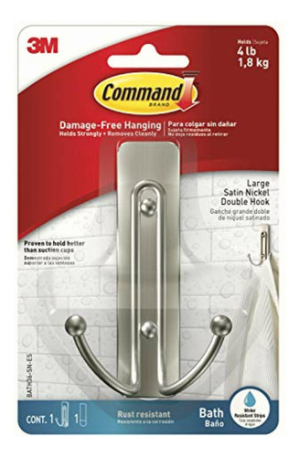 3m, Command, Gancho Doble De Níquel Satinado