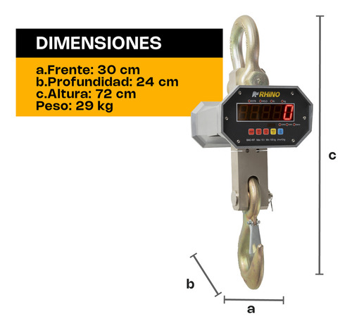 Báscula Colgante 10 Toneladas Bac-10t Rhino Color Gris