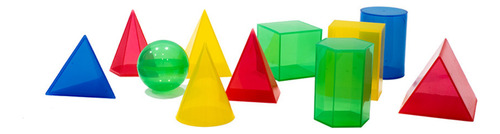 Sólidos Geométricos Em Plástico - Kit 11 Peças Coloridas | Pirâmides, Prismas, Cone, Cubo, Esfera | Material Didático Completo Com Manual E Videoaulas | Ideal Para Ensino De Geometria Em Sala De Aula