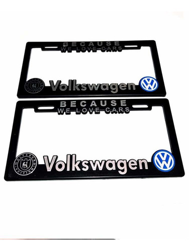 Imagen 2 de 6 de Par (2) Portaplacas Vw Wolfsburg Jetta Golf Virtus Vento Gol