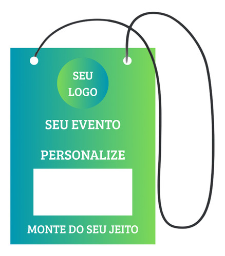 100 Unid Crachá Credencial Personalizado 10x14cm Com Cordão
