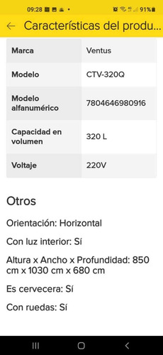 Imagen 2 de 9 de Conservadora Industrial Venus Ctv 320q Tapa De Vidriocurvo