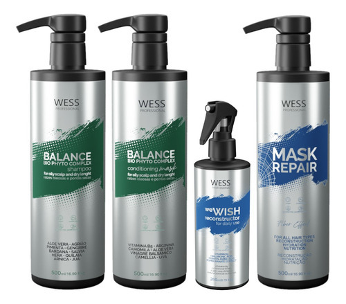 Kit Wess Balance Sh 500ml+cond 500ml+wewish 260ml+mask 500ml