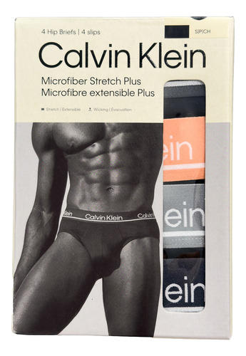 Trusa Calvin Klein Pack De 4 Hip Briefs Microfibra Stretch