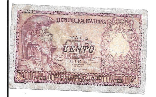 Liquido Billete De Italia.  100 Liras 1951