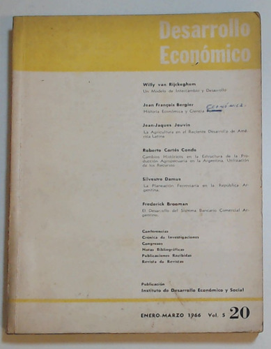 Desarrollo Economico 20 Vol 5 Fecha Enero - Marzo 1966 - Aa.