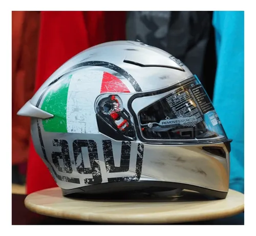 Capacete Agv K3 Sv Scudetto Matte Silver Tamanho 57 Capacete Agv K3 Sv Scudetto Matte Silver Tamanho 57