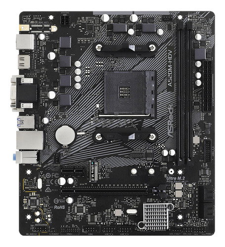 Placa Madre Asrock A520m-hdv Am4, Ddr4 Matx