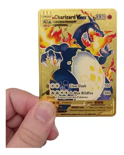 Carta Pokemon Colecionador De Metal Dourada Charizard Dx