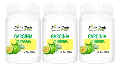 Kit 3 Garcinia Cambogia 500mg 60 Cápsulas - Ninho Verde Sabor Sem Sabor