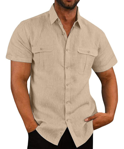 Camisa De Manga Corta Para Hombre, Estilo Guayabera