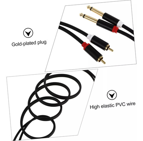 Cable De Audio Dual Rca Macho A Dual Plug 6.35 1.5 Metros