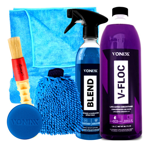 Kit Lavagem De Moto Shampoo Cera Blend Luva Toalha Vonixx