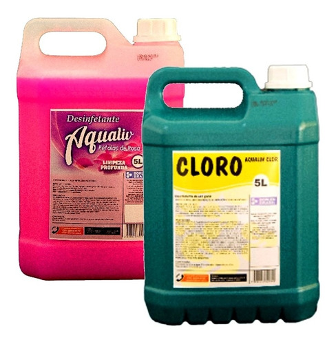 Kit Cloro Aqualiv E Desinfetante Aroma De Pétala De Rosa 5l