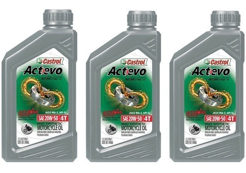 Aceite 20w-50 Pack 3 Litros 4t Semi Sintetico Castrol Actevo