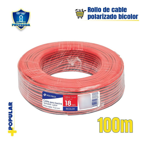 Rollo De 100 M De Cable Polarizado Bicolor P/bocina 46268