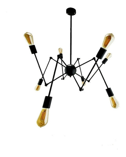 Lampara Araña De 8 Brazos Retractable Negra