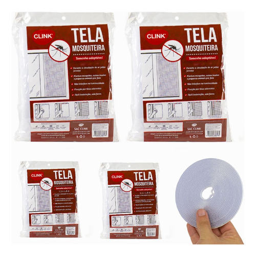 4 Tela Mosquiteira Para Janela Com Velcro Ajustável 150x180