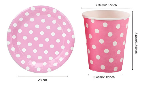 Vajilla De Cumpleaños Platos Vasos Desechables Rosa 20pcs
