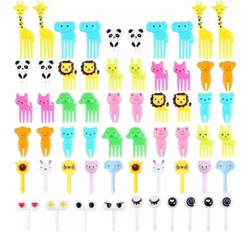 10 Mini Palillos Tenedores Animados De Animalitos Para Niños