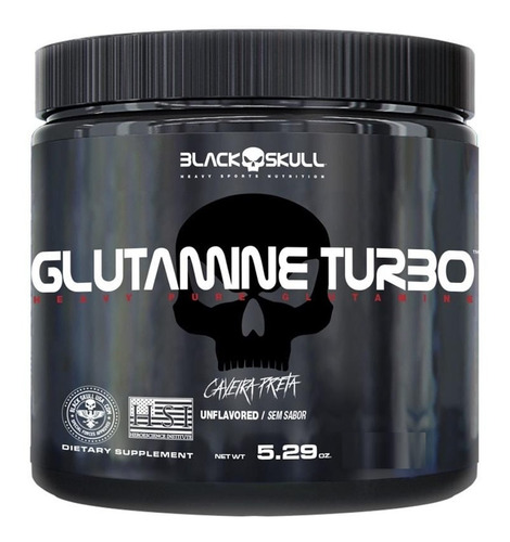 Glutamina Pura 300g Caveira Preta - Black Skull