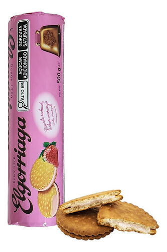 Biscoito Recheado De Morango Espanhol Elgorriaga 500g