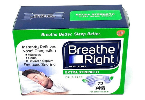 Tiras Nasales Breathe Right Extra Clear Pack 72 Unds