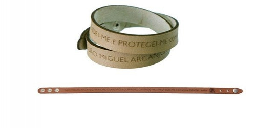Pulseira De Couro (sintético) Palha Com Oração De São Miguel