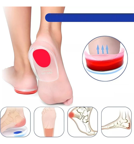 Pack X2 Taloneras Silicona Ortopédicas Marin Plantilla Para Espolón Calcáneo Fascitis Plantar Alivio Del Dolor Talón Gel Suave Antideslizante Unisex Talla Única Lavables Marin Plantillas De Gel