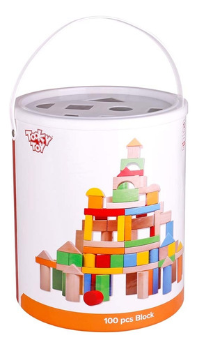 100 Bloques De Madera Colores Tooky Toy Juego Juguete