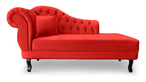 Recamier Divã Nairobi L/direiro 1,30m Suede Vermelho