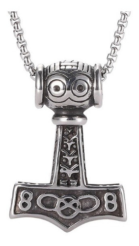 Pingente Aço Inox Martelo Thor Ragnar Odin Viking Nórdico Mc