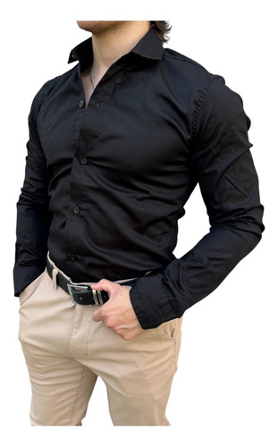 Pack X 2 Camisa Manga Larga Hombre Elastizada De Vestir