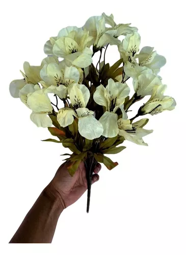 2 Galhos Com 25 Flores Astromelia Artificial 45 Cm Realista