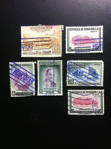 6 Timbres Postales De Honduras Estampillas Oferta 1950s