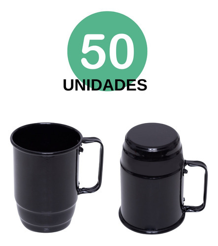 50 Canecas De Alumínio Preta Para Festa De Empresa 500ml