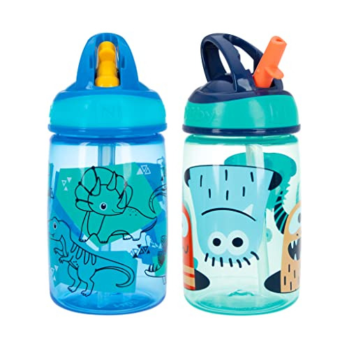 Nuby Flip-it Kids On-the-go - Botella De Agua Impresa Con Po