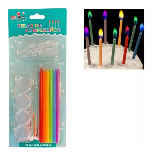 Velas Largas De Colores Con Base X12