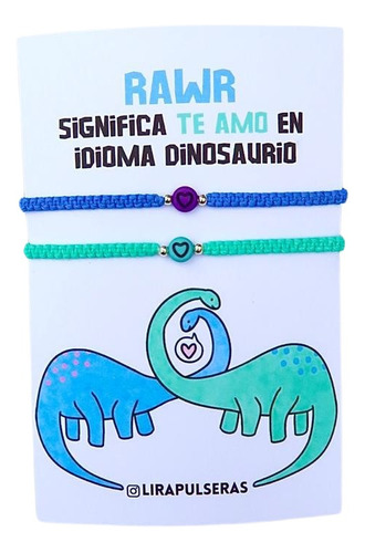 Pulseras Para Compartir Pareja Amor Dinosaurios Rawr