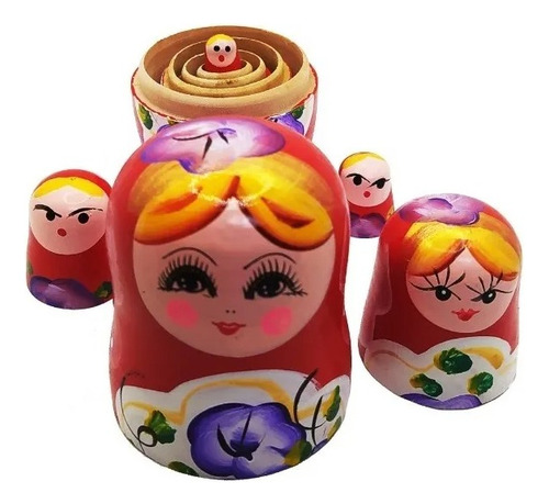 Muñeca Juguete Rusa Matrioska Artesanal Madera Pintada Mano Color Color Al Azar