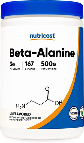 Nutricost Beta Alanina En Polvo 500 Gramos (1.1 Lbs) - Beta