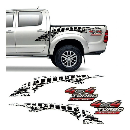 Faixa Adesivos Hilux 2009/2012 4x4 Turbo Intercooler Preto